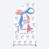 Aperturee - Aperturee Usa Flags Bows Firecracker Baby Shower Half Moon Arch Backdrop